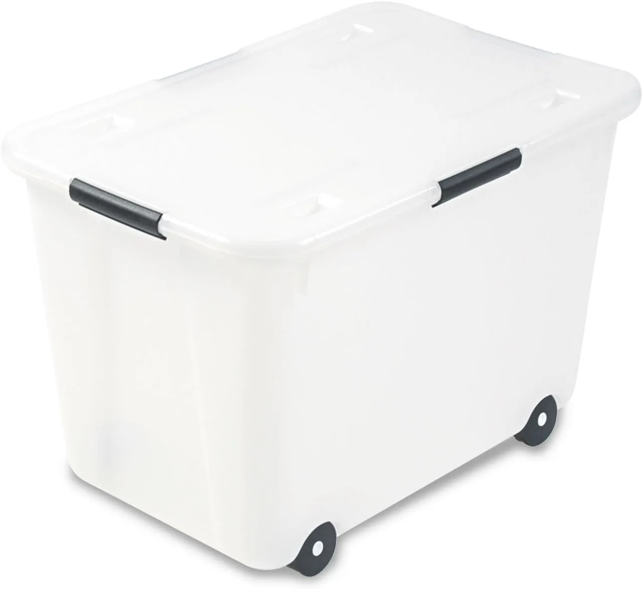 Advantus Rolling Storage Box with Snap Lid, 15-Gallon Size, Clear (34009)