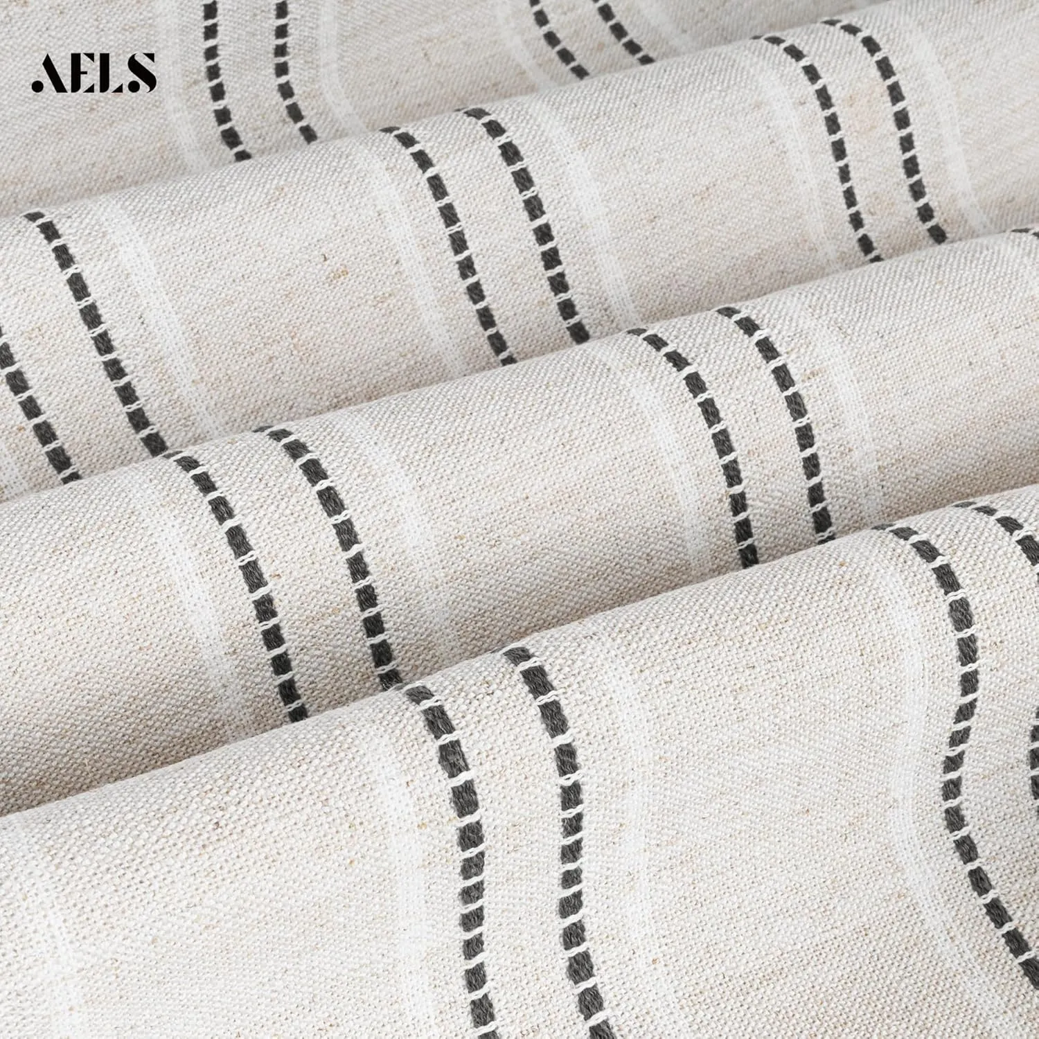 AELS Farmhouse Hanging Laundry Hamper with 2 Hooks, Boho Beige & Black Stripes Laundry Bag with Zipper & Wide Open Top, Over the Door Organizer for Dirty Clothes, Washable Space Saving Storage