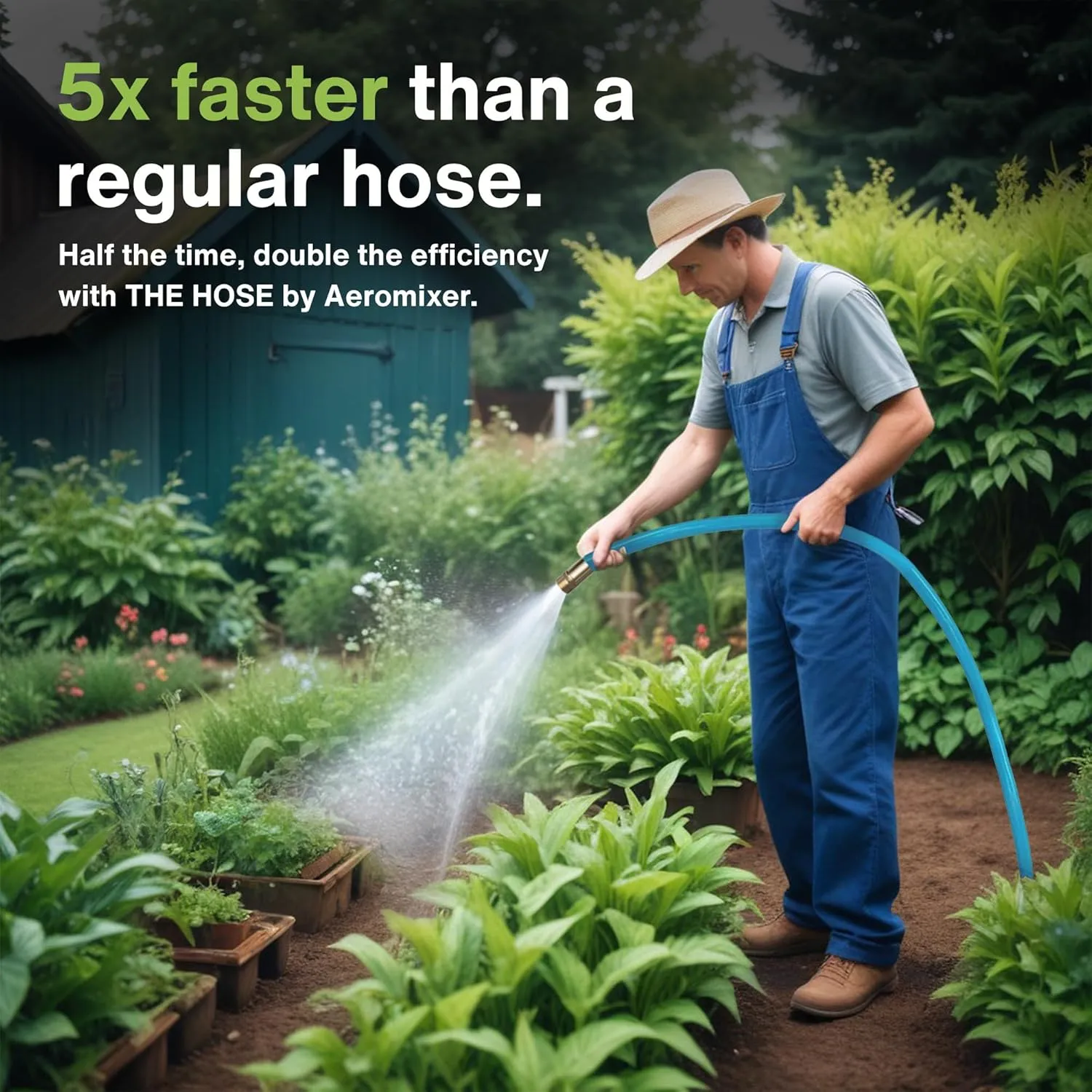 Aeromixer THE HOSE - 1 Inch Garden Hose 25 Ft, Kink Free Commercial Garden Hoses, Heavy Duty Industrial Water Hoses for Outdoors, 650 PSI High-Pressure Watering Tool for Farming and Gardening