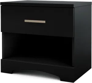 African Artistry Rectangular Nightstand, Trendy Finish, Bedroom Endtable, Night Table, Bed Night Stand, Functional Storage Solution for Bedrooms Black/1 Drawer with Shelf