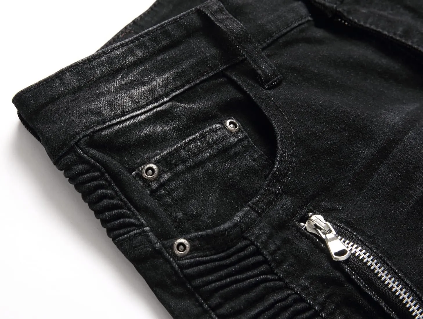 AITITIA Men's Regular Fit Biker Jeans