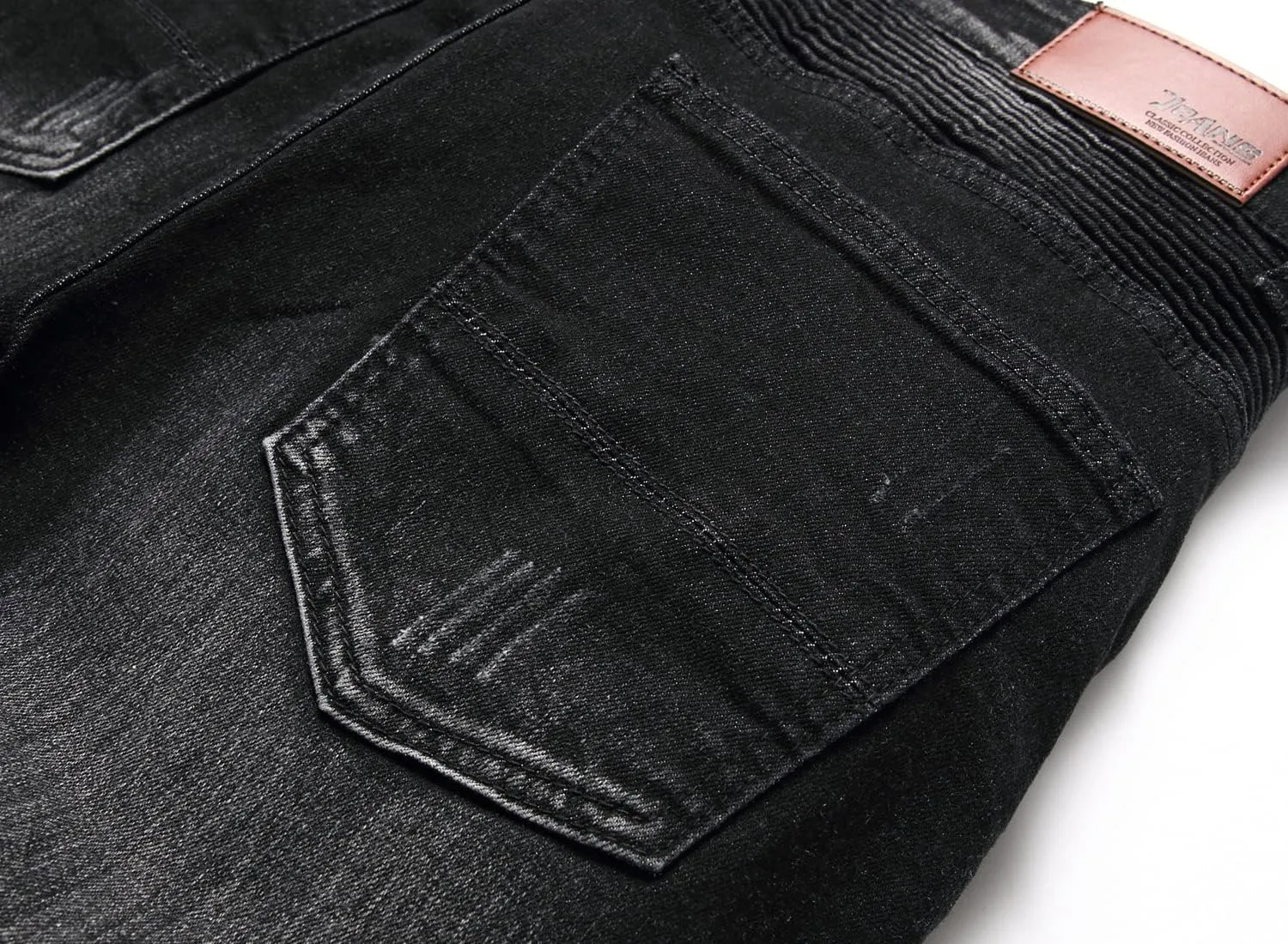 AITITIA Men's Regular Fit Biker Jeans