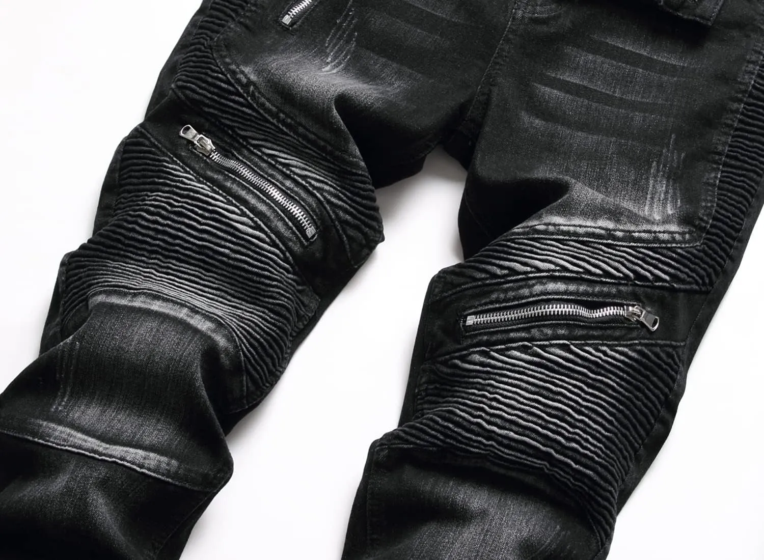 AITITIA Men's Regular Fit Biker Jeans