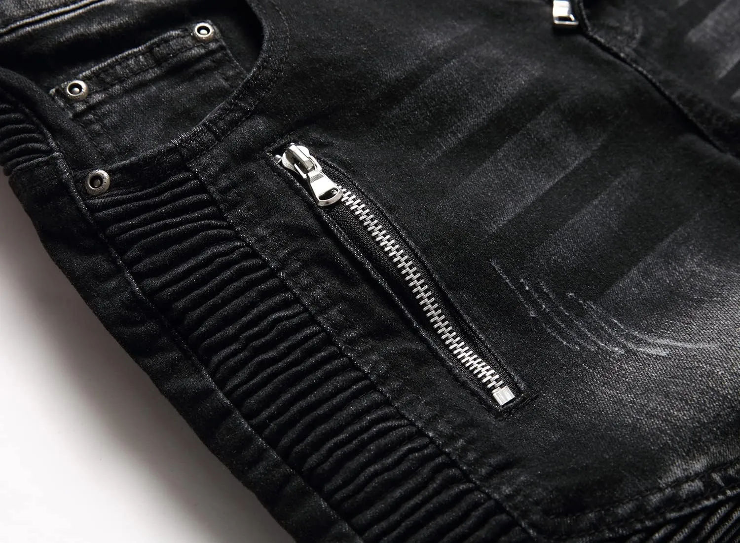 AITITIA Men's Regular Fit Biker Jeans