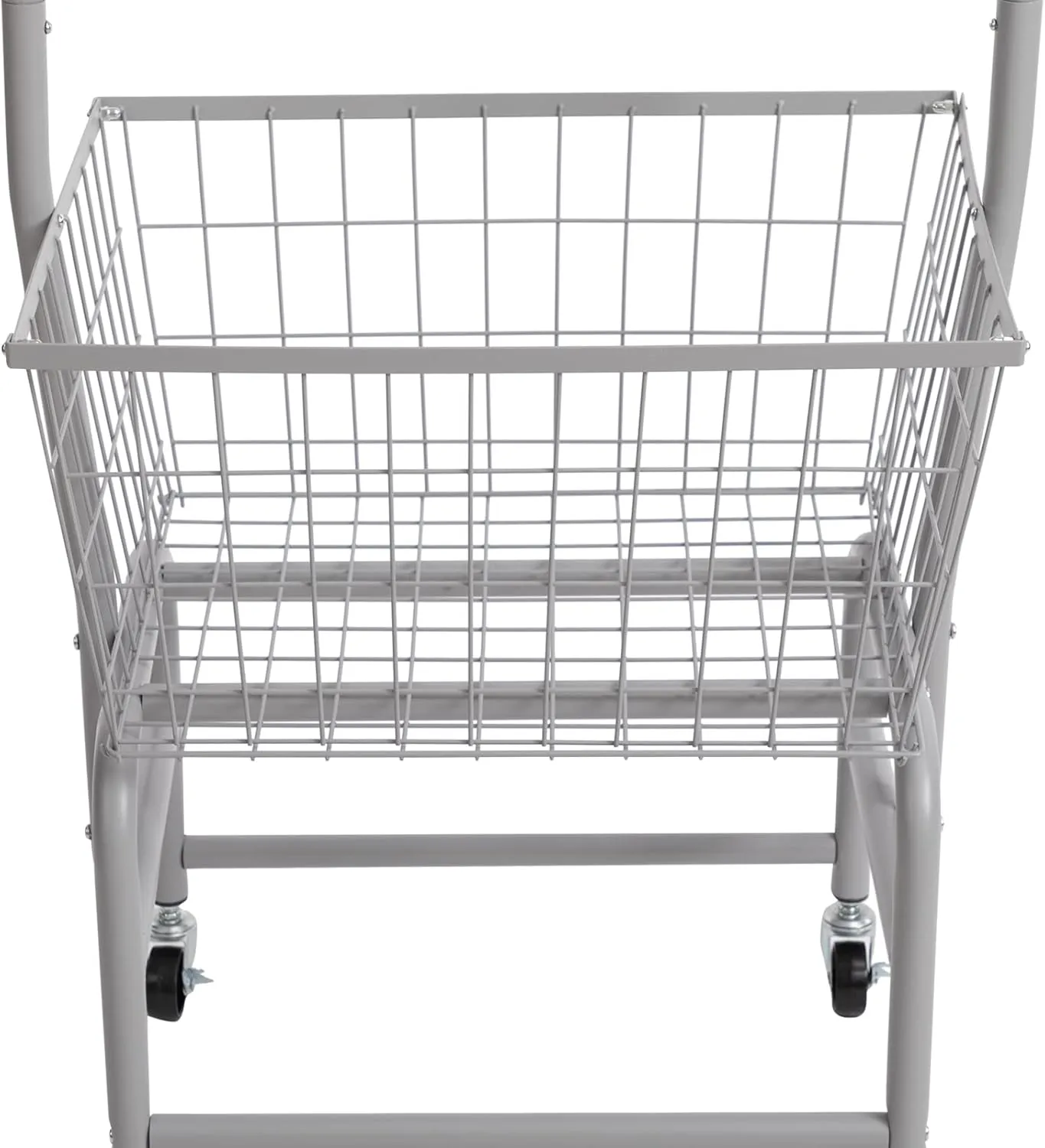 ALIMORDEN Laundry Cart with Clothes Rack, Rolling Laundry Butler with Wire Storage Rack，Grey