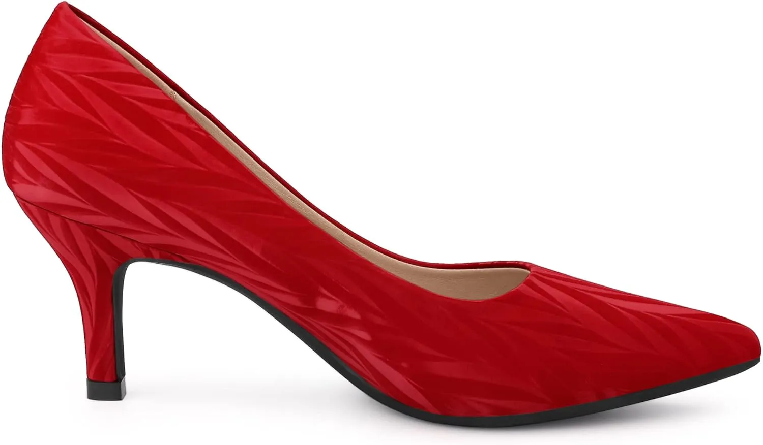 Allegra K Women's Pointed Toe Leaves Print Slip on Kitten Heel Pumps