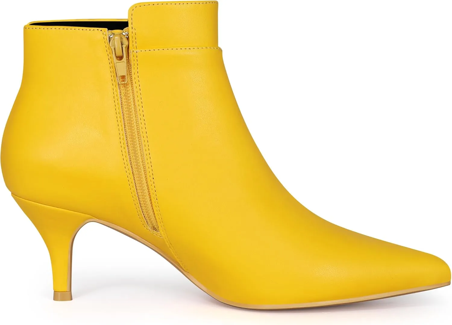 Allegra K Women's Pointy Toe Zipper Buckle Decor Kitten Heels Ankle Boots
