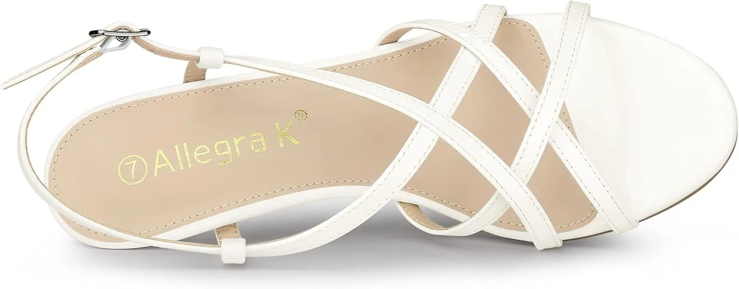 Allegra K Women's Slingback Strappy Kitten Heel Heels Sandals