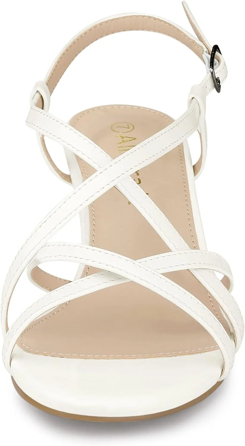 Allegra K Women's Slingback Strappy Kitten Heel Heels Sandals