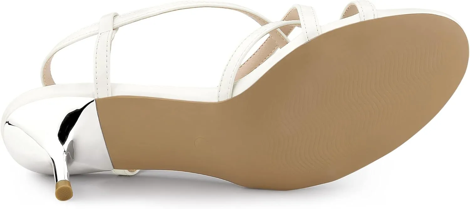 Allegra K Women's Slingback Strappy Kitten Heel Heels Sandals