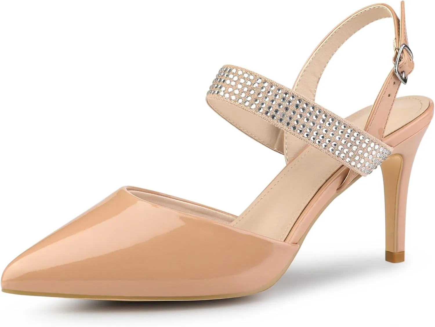 Allegra K Women's Sparkly Rhinestone Straps High Stiletto Heels Pumps Over 3 Inch Heel Evening Party Wedding Shoes for Bride