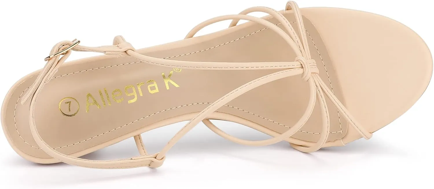 Allegra K Women's Strappy Slingback Kitten Heels Sandals