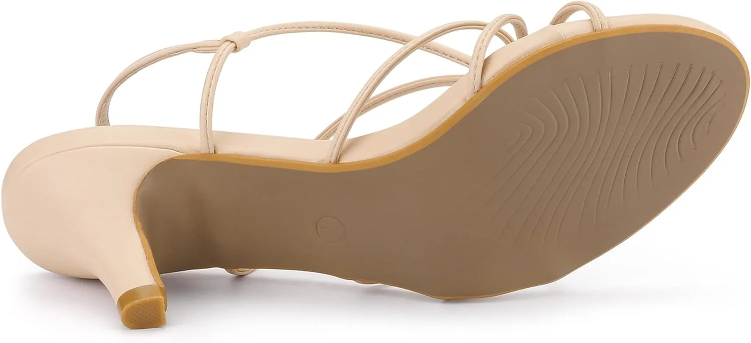 Allegra K Women's Strappy Slingback Kitten Heels Sandals