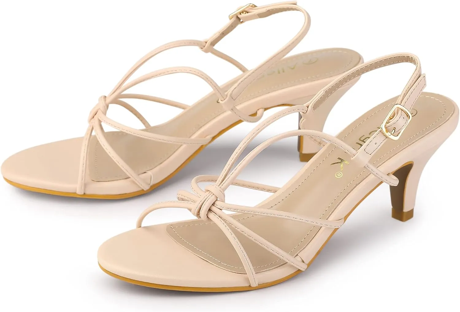 Allegra K Women's Strappy Slingback Kitten Heels Sandals