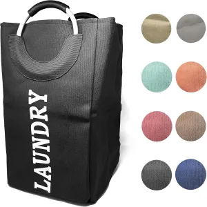 allgala Canvas Like Laundry Bag with Aluminium Handle-Black-LB80507