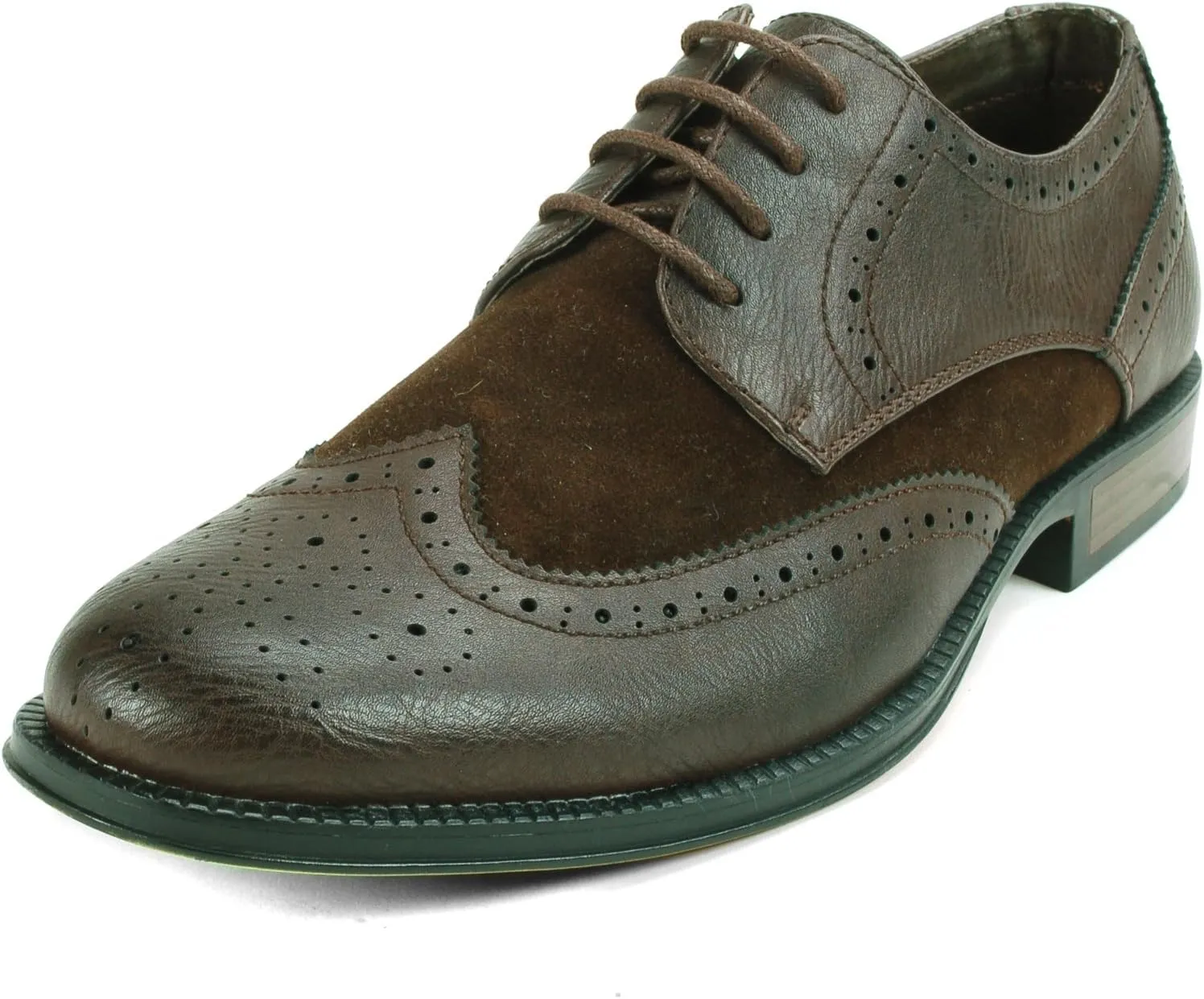 Alpine Swiss Zurich Mens Wing Tip Oxfords Two Tone Brogue Medallion Dress Shoes