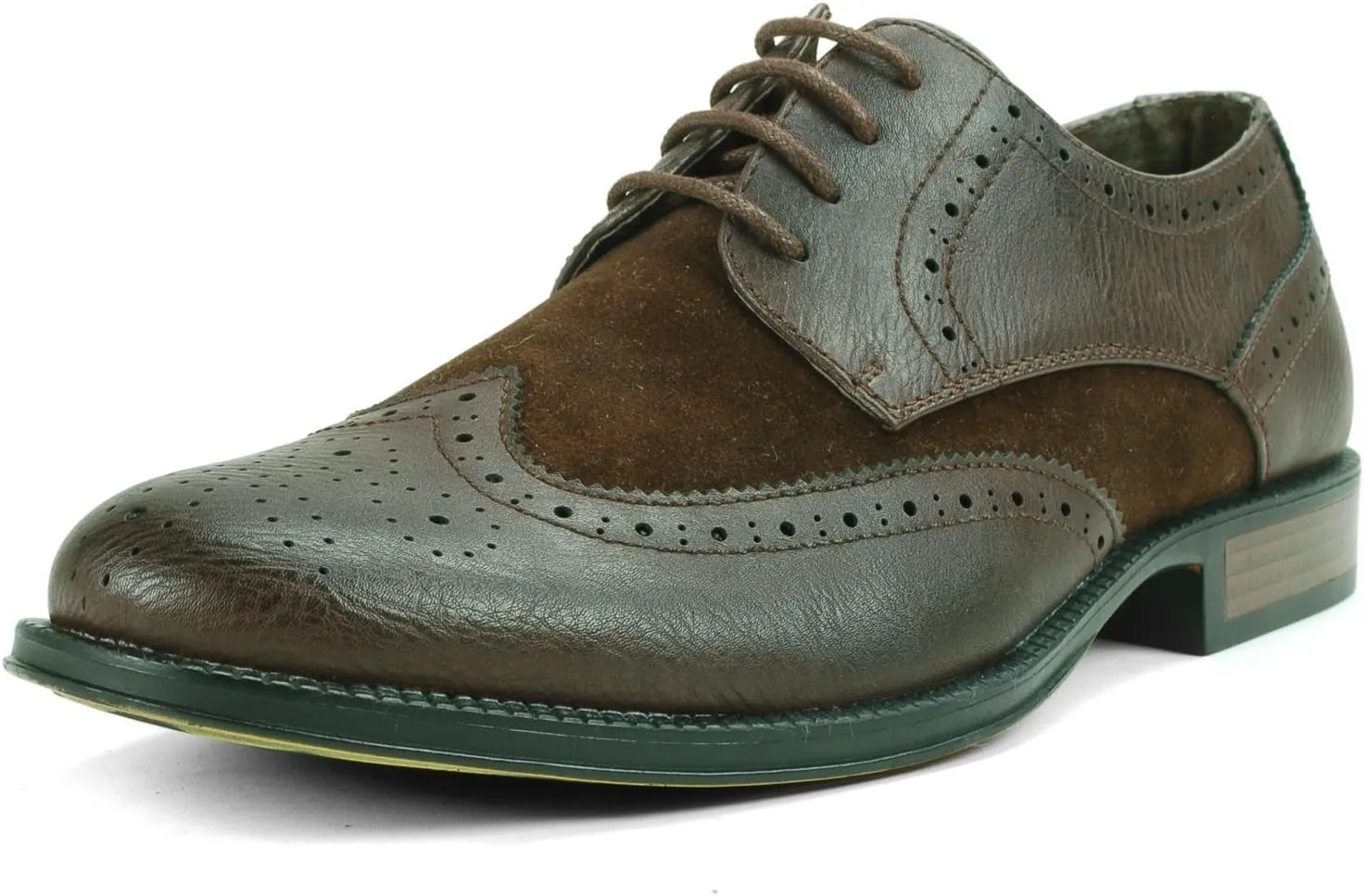 Alpine Swiss Zurich Mens Wing Tip Oxfords Two Tone Brogue Medallion Dress Shoes