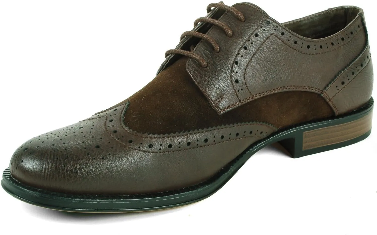 Alpine Swiss Zurich Mens Wing Tip Oxfords Two Tone Brogue Medallion Dress Shoes