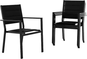 Aluminum Patio Stackable Dining Chairs Set of 4, Outdoor Stacking Chair with Textilene Fabric for Deck, Garden, Poolside, Black