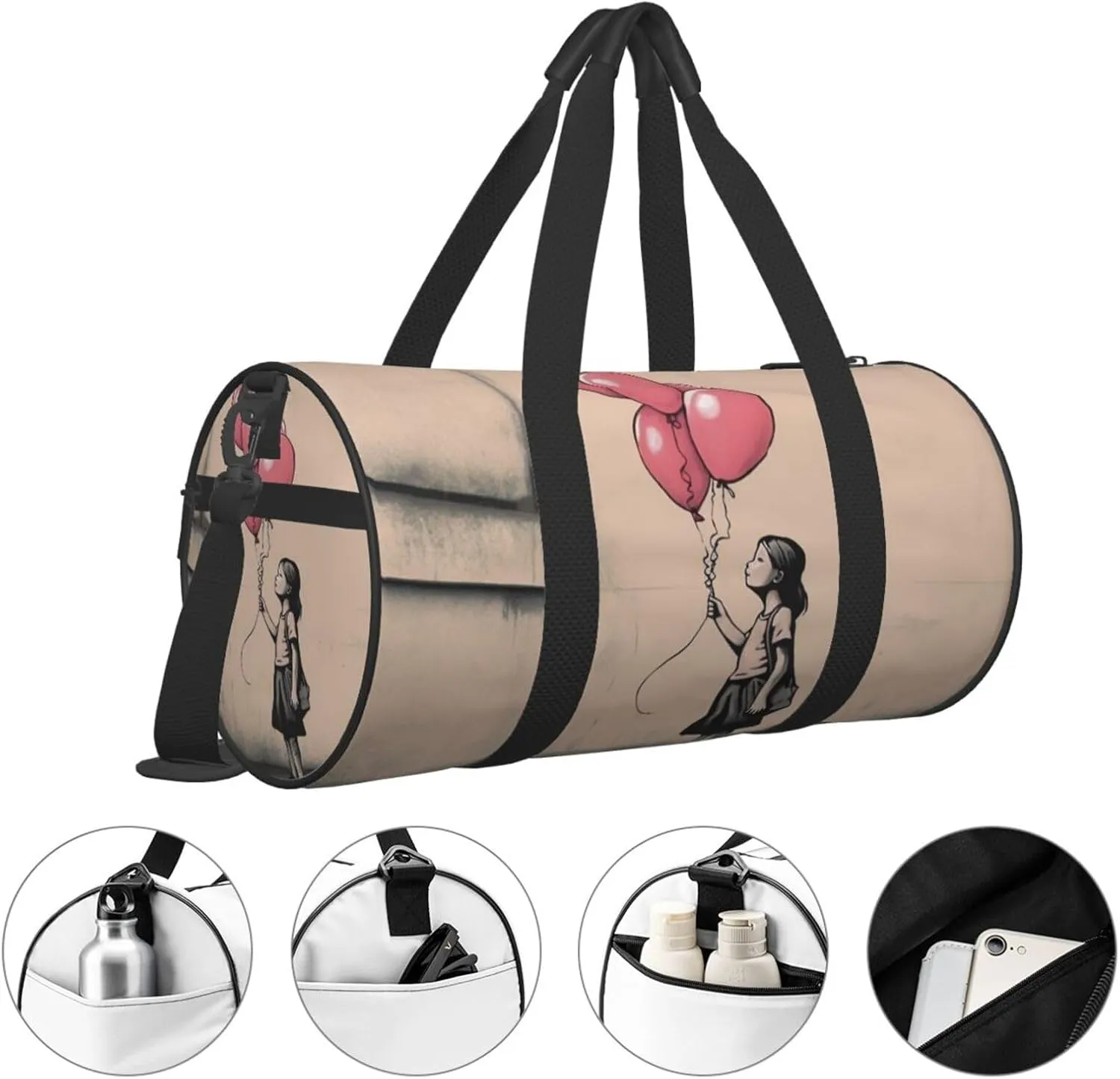 Always Girl with Balloons Travel Duffle Bag for Men Women Sport Gym Bag Foldable Weekender Bag Carry on Overnight Bag for Travel Swimming Basketball
