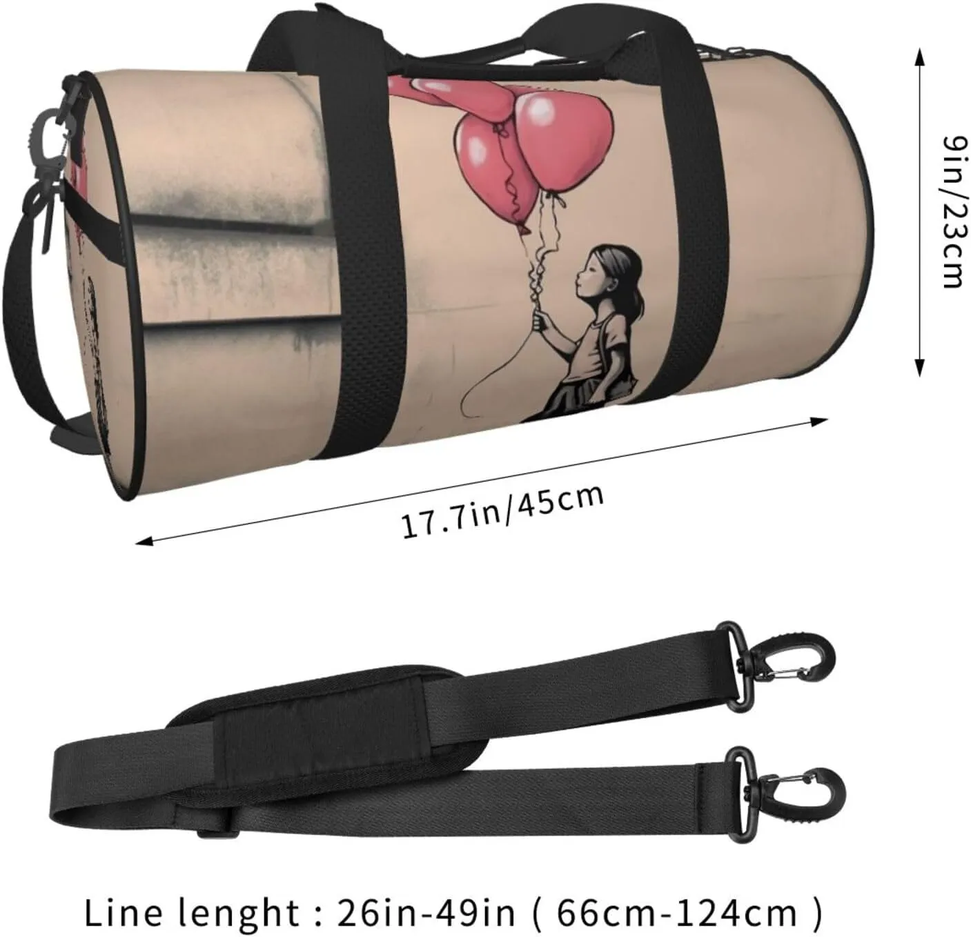 Always Girl with Balloons Travel Duffle Bag for Men Women Sport Gym Bag Foldable Weekender Bag Carry on Overnight Bag for Travel Swimming Basketball