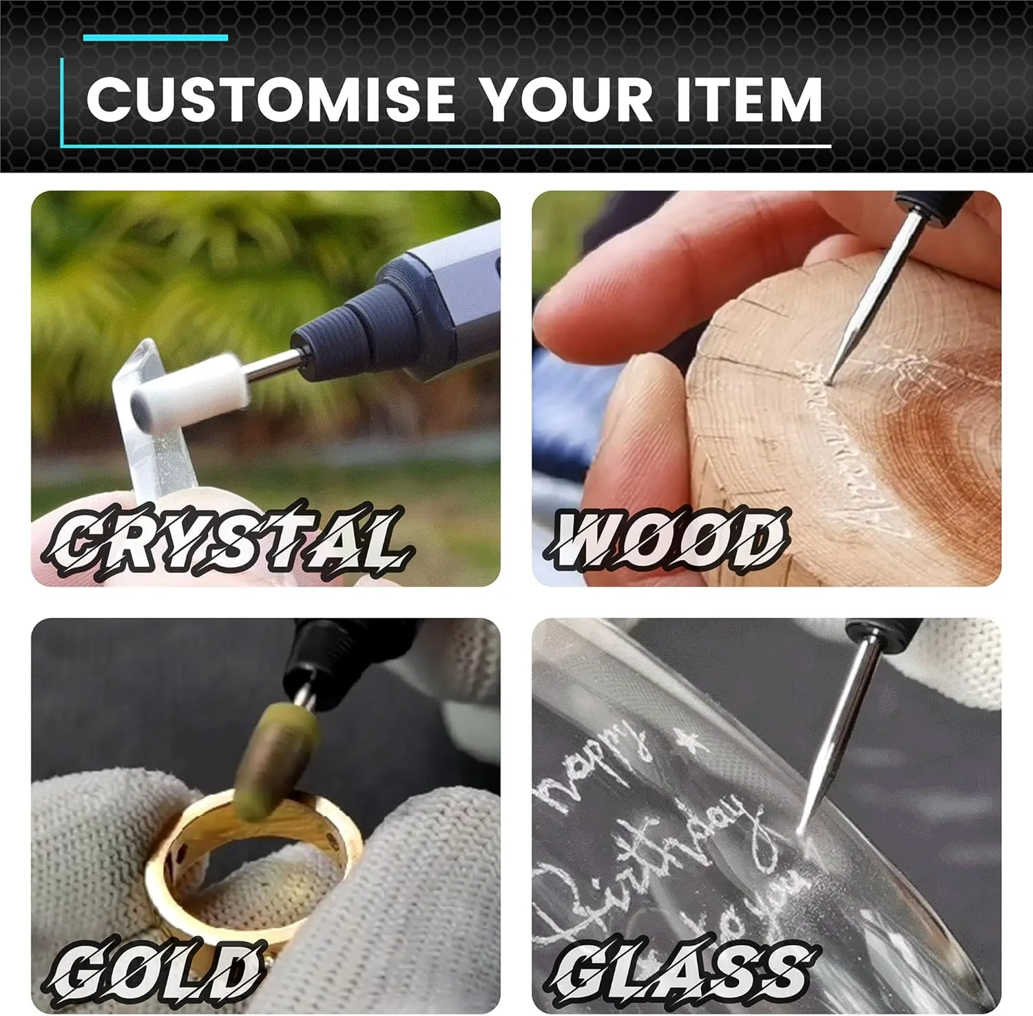 AM ARROWMAX Mini Electric Engraving Pen, HollowCup Motor, 42 Bits with Aluminum Case, OLED, Magnetic Charge, Mini Cordless Rotary Tool, Engraving Pen for Bead, Metal, Wood, Glass and Plastic (SGS)