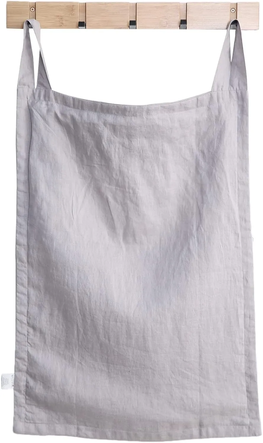 Amazhiyu 100% Linen Door Hanging Laundry Hamper Bag, 19x27 Inches (Grey)