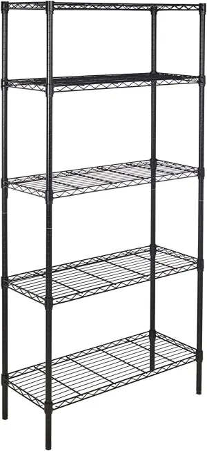 Amazon Basics 5-Shelf Adjustable Heavy Duty Steel Wire Rack Storage Shelving Organizer for Kitchen, Garage, 36" L x 14" W x 72" H, Black