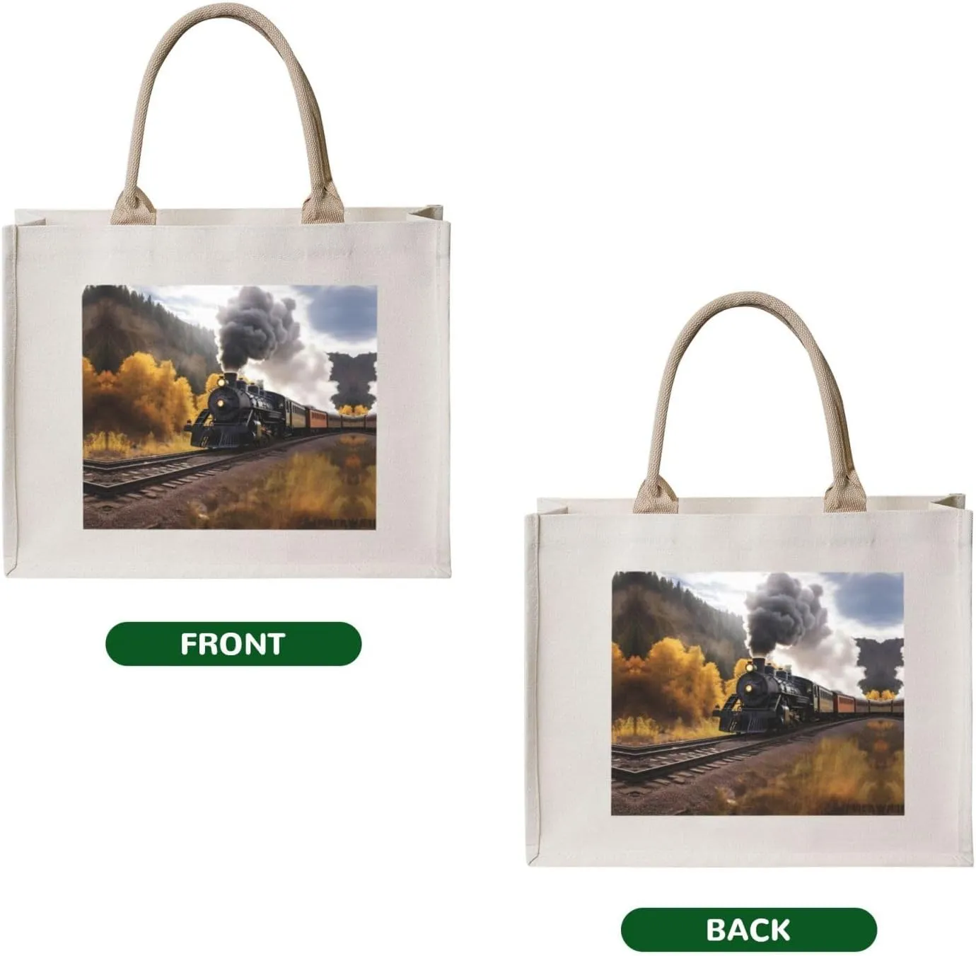 AMAZWI Steam Locomotive Train Canvas Tote Bag For Women, Aesthetics Tote Bag Travel Tote Handbags Shopping Daily Working