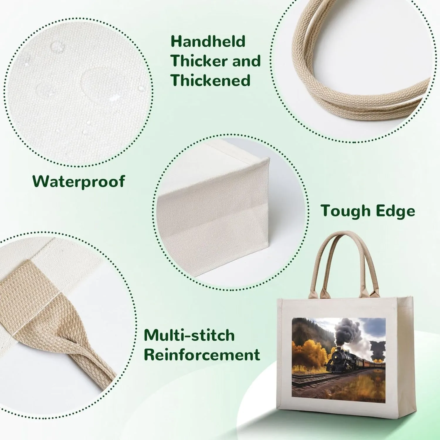 AMAZWI Steam Locomotive Train Canvas Tote Bag For Women, Aesthetics Tote Bag Travel Tote Handbags Shopping Daily Working