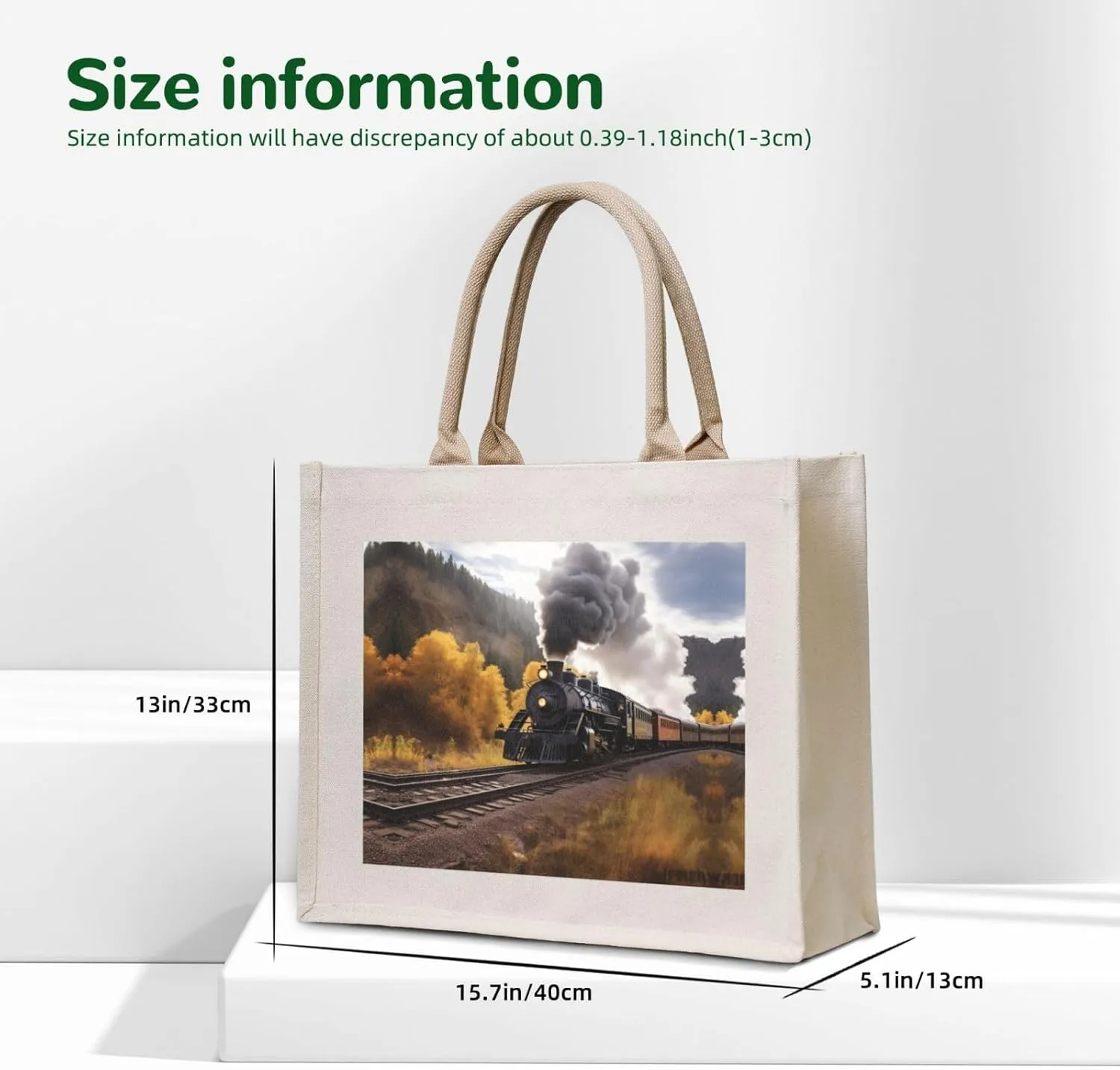 AMAZWI Steam Locomotive Train Canvas Tote Bag For Women, Aesthetics Tote Bag Travel Tote Handbags Shopping Daily Working