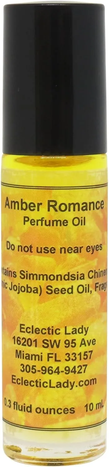Amber Romance Perfume Oil, 0.3 Oz Portable Roll-On Fragrance with Long-Lasting Scent, Delightful Essential Oils and Jojoba Oil For Daily Use