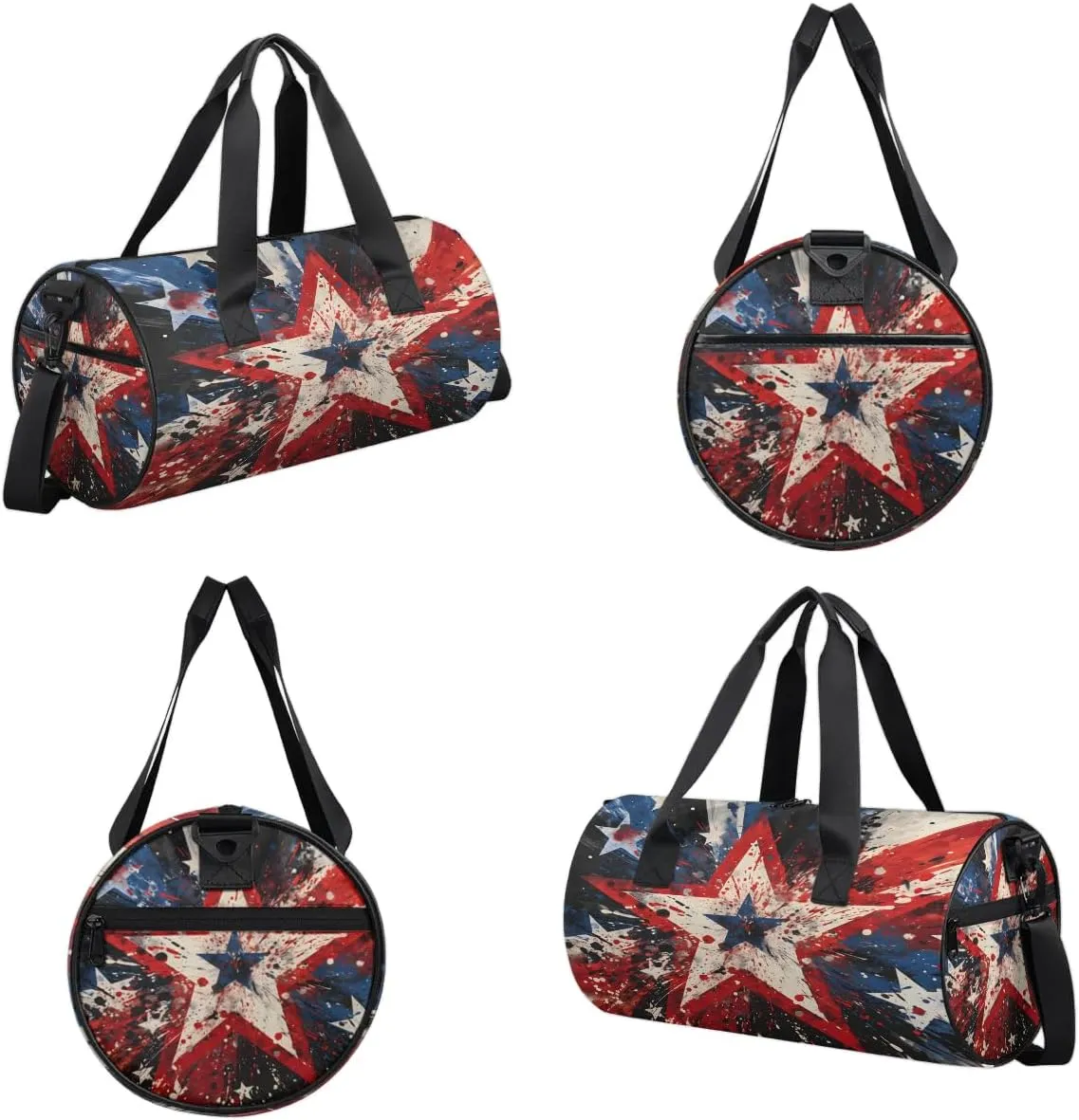 American Red and Blue Stars Dance Bags Weekender Bags Sport Duffel Bag Carry on Overnight Bag for Men Women
