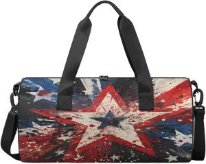 American Red and Blue Stars Dance Bags Weekender Bags Sport Duffel Bag Carry on Overnight Bag for Men Women