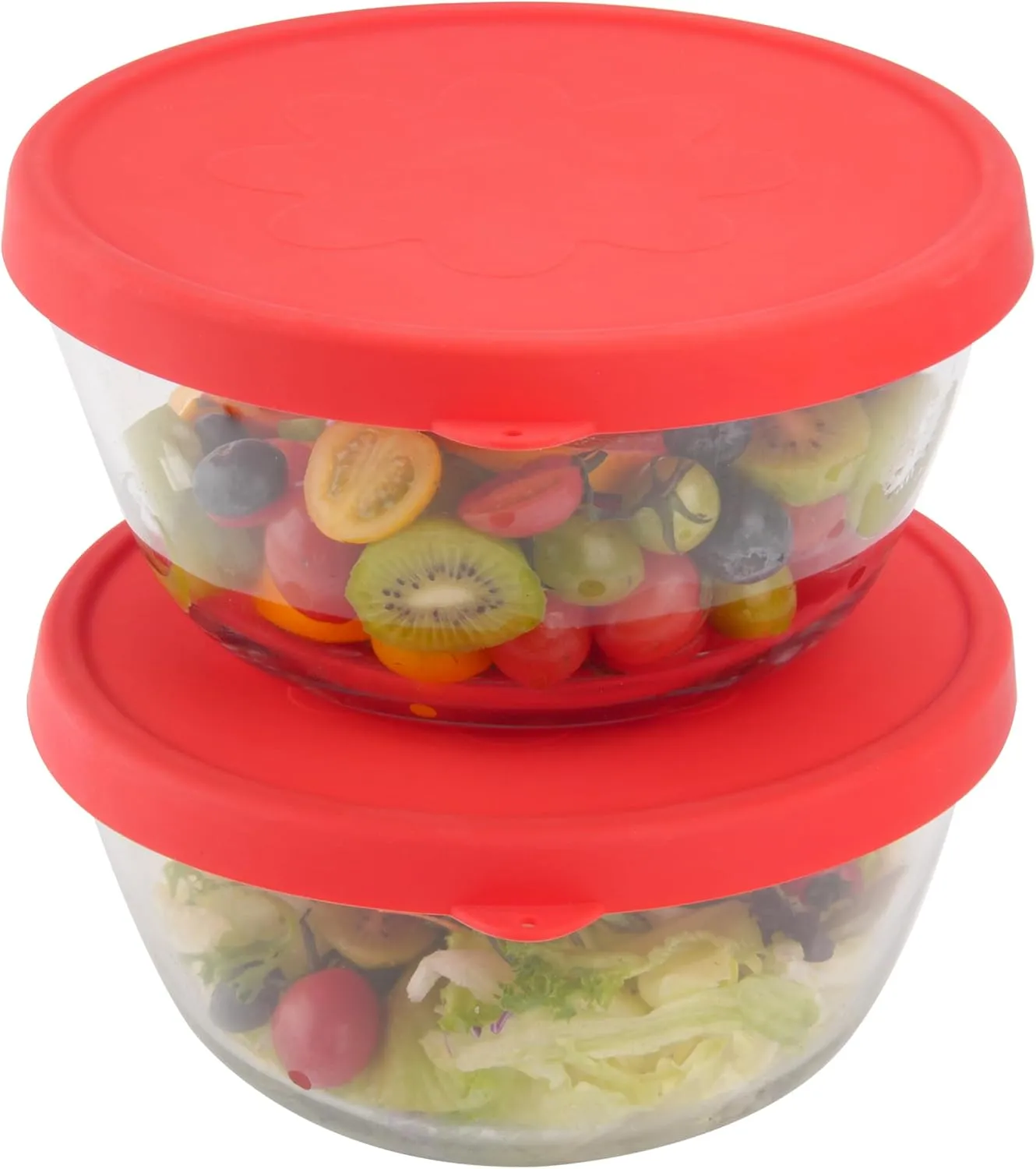 Anchor Hocking 4-Quart Glass Mixing Bowls - 2 Pack Leakproof BPA-Free Silicone Lids for Food Storage & Salad Mixing, Microwave & Dishwasher Safe