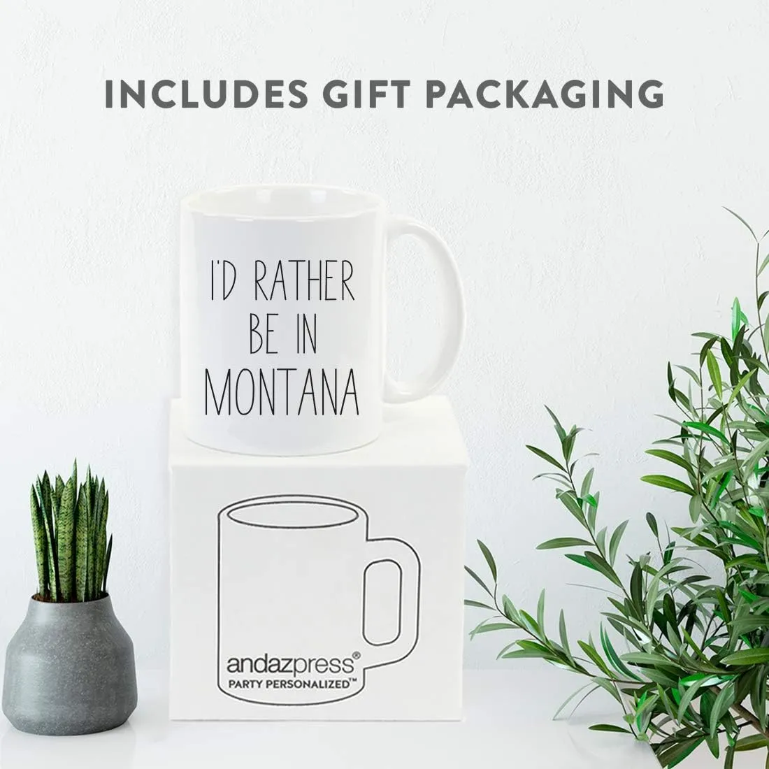 Andaz Press U.S. State 11oz. Coffee Mug Gift, I'D Rather Be In Montana, 1-Pack, Long Distance College Going Away Study Abroad Birthday Christmas Montana Coffee Mug Montana Mug Montana Cup
