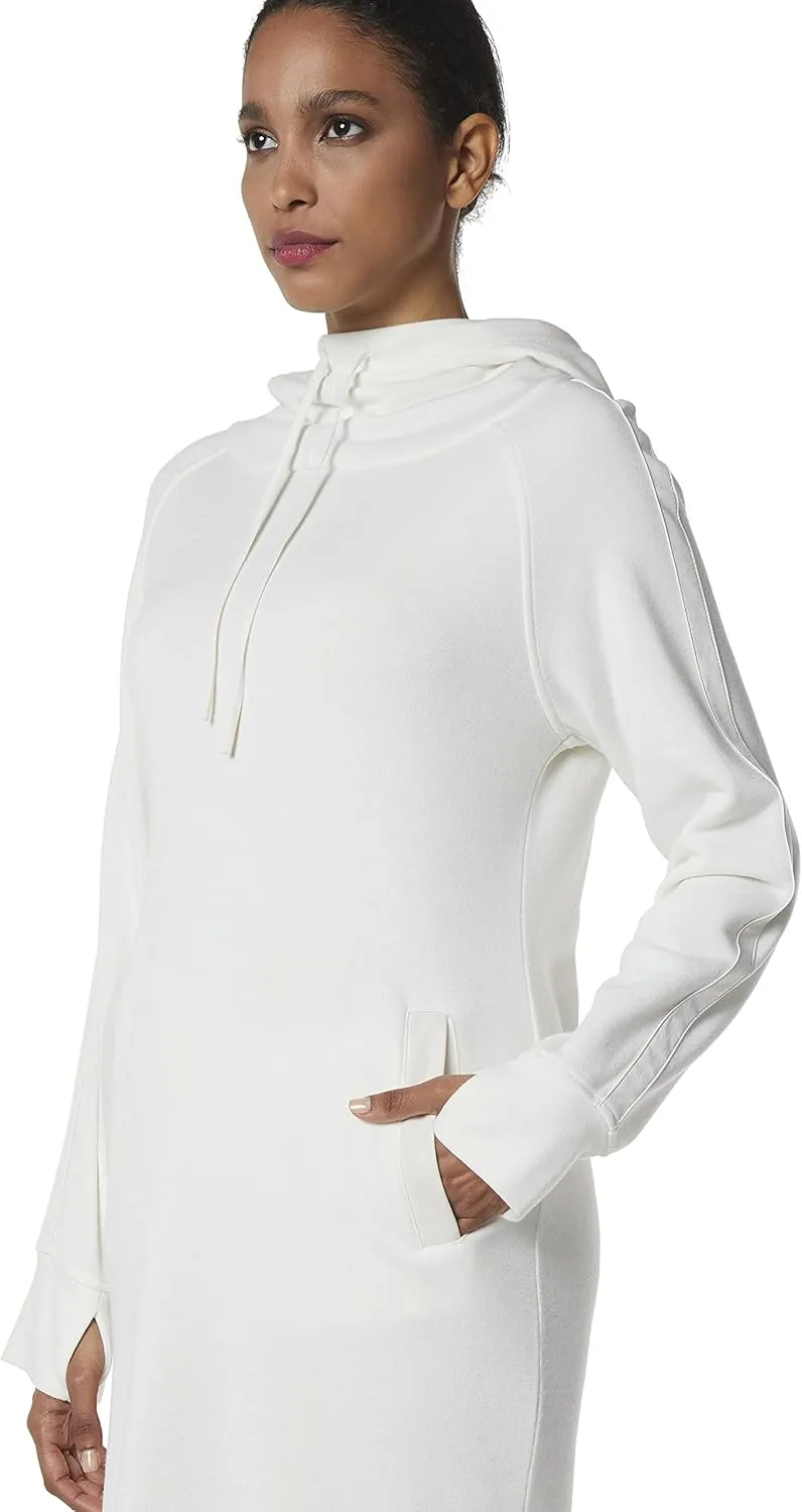 Andrew Marc Women's Fabulous Fleece Hooded Sweatshirt Dress W/Faux Leather
