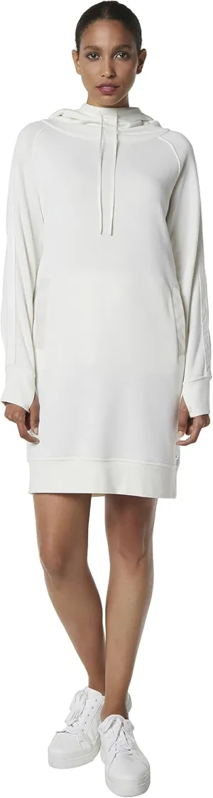 Andrew Marc Women's Fabulous Fleece Hooded Sweatshirt Dress W/Faux Leather