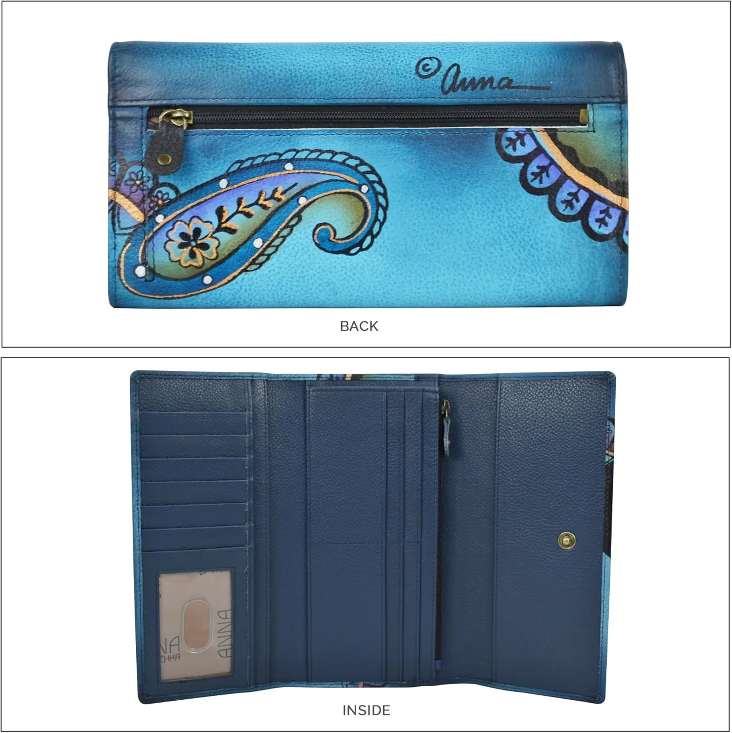 Anna by Anuschka Women's Hand Painted Genuine Leather Multi Pocket Wallet