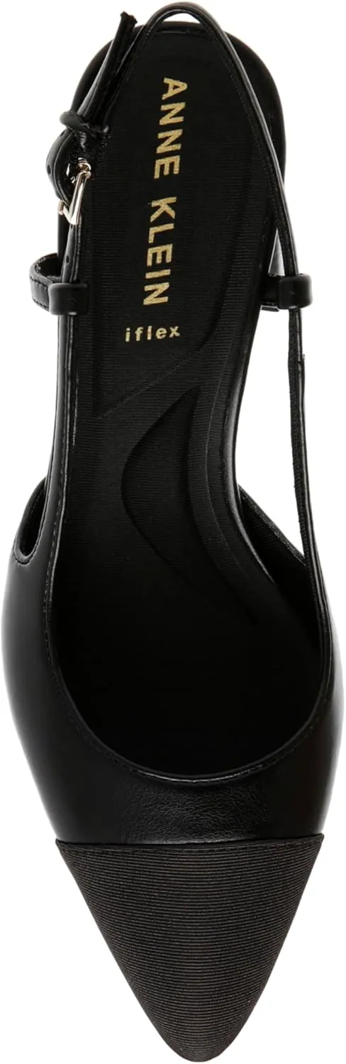 Anne Klein Womens Brooklyn Faux Leather Pointed Toe Slingback Heels