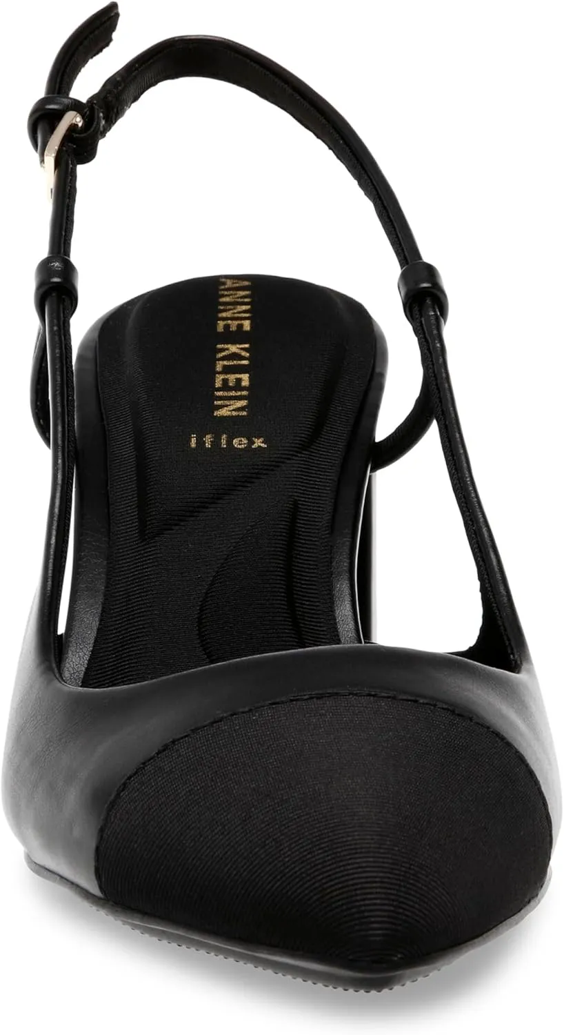 Anne Klein Womens Brooklyn Faux Leather Pointed Toe Slingback Heels