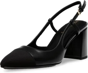 Anne Klein Womens Brooklyn Faux Leather Pointed Toe Slingback Heels