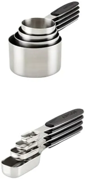 Anolon SureGrip Tools and Gadgets Magnetic Measuring Cup Set, Stackable, 4 Piece, Stainless Steel   Anolon SureGrip Tools and Gadgets Magnetic Measuring Spoon Set, Stackable, 4 Piece, Stainless Steel