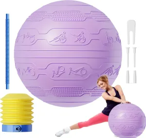 Anti-Burst Yoga Ball, Heavy-Duty Exercise Ball, Non-Slip Home Workout Equipment for Physical Training, Stretching, Core Strength, Stability Balance, Fitness Accessories Improving