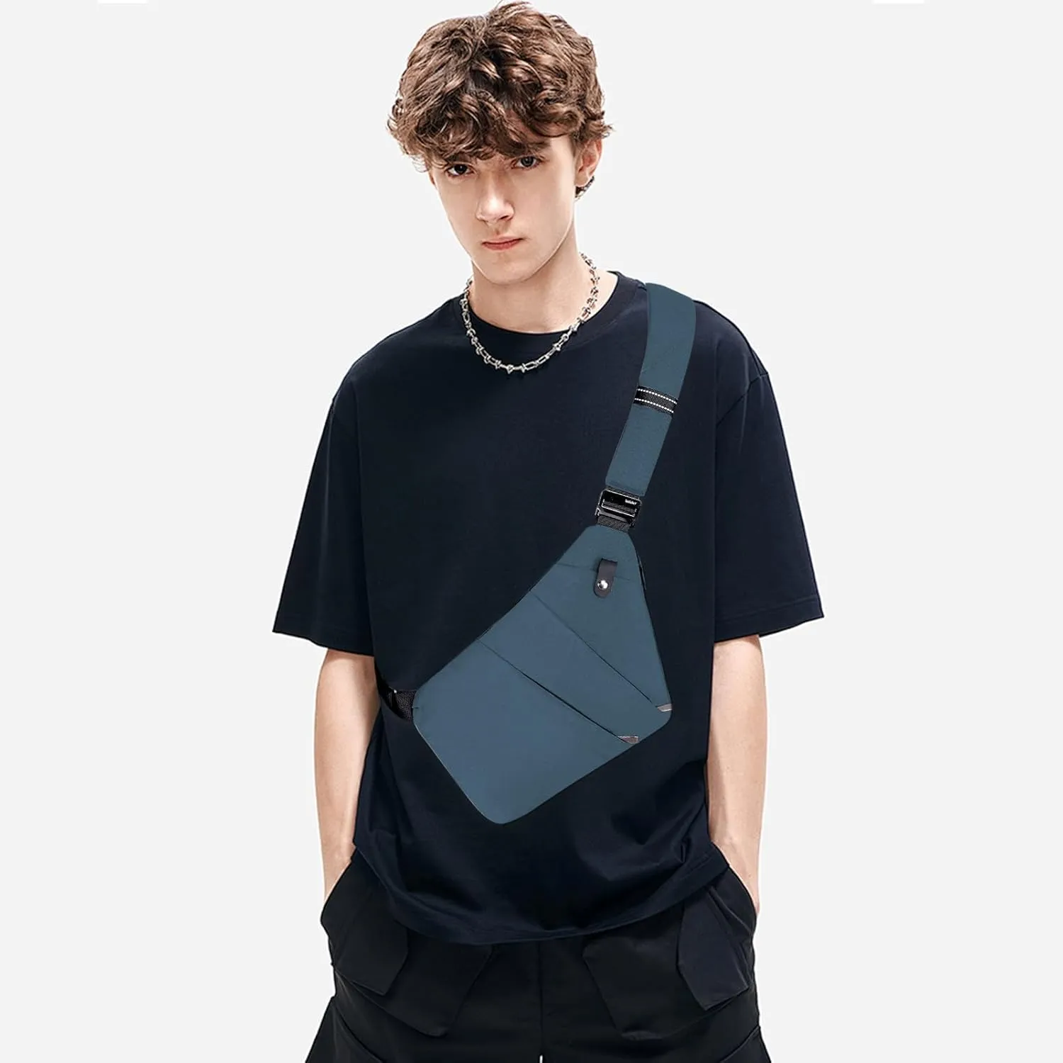 Anti Theft Crossbody Bag,Sling Bag for Women Men,Multi-pocket Chest Shoulder Bag for Travel, Sport, Work
