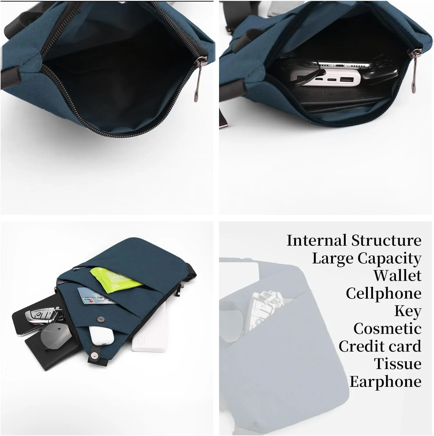 Anti Theft Crossbody Bag,Sling Bag for Women Men,Multi-pocket Chest Shoulder Bag for Travel, Sport, Work