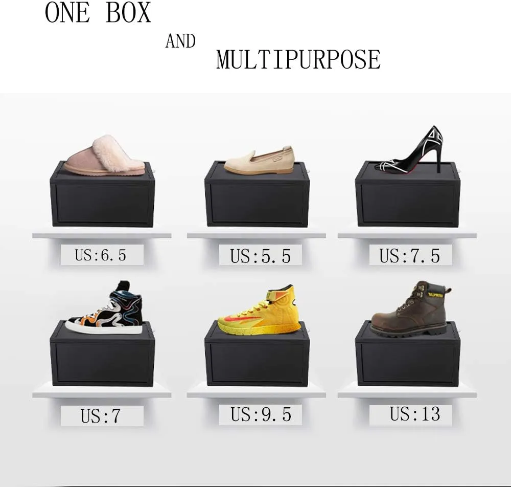 AOTENG STAR Storage Shoes Box Womens Mens Shoe Storage Display Box Plastic Foldable Stackable Shoe Container Clear Closet Shelf Shoe Organizer-3 Pack