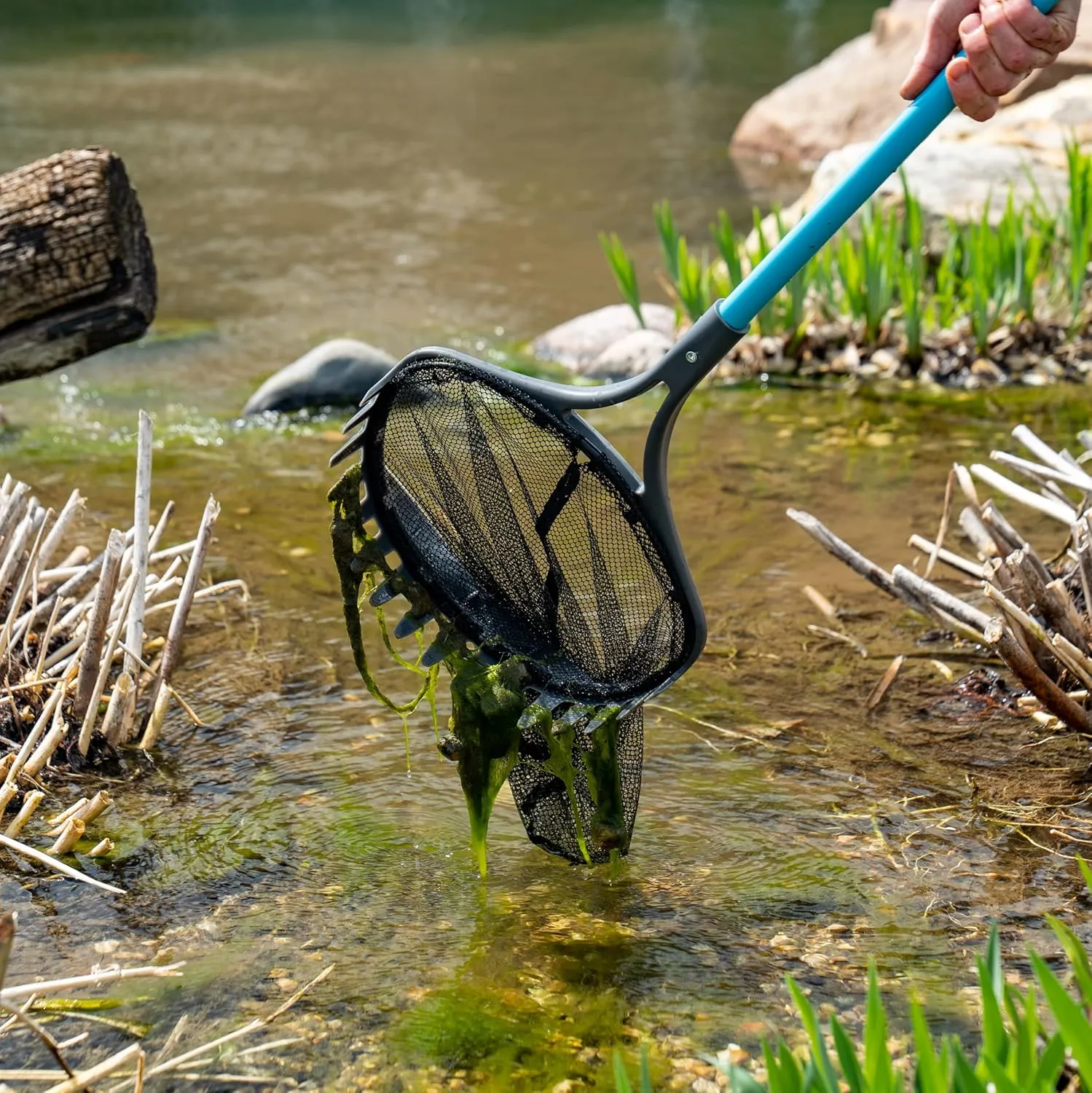 Aquascape 74004 Pond Shark Net Skimming, Maintenance and Water Garden Tool, Blue 60-inch