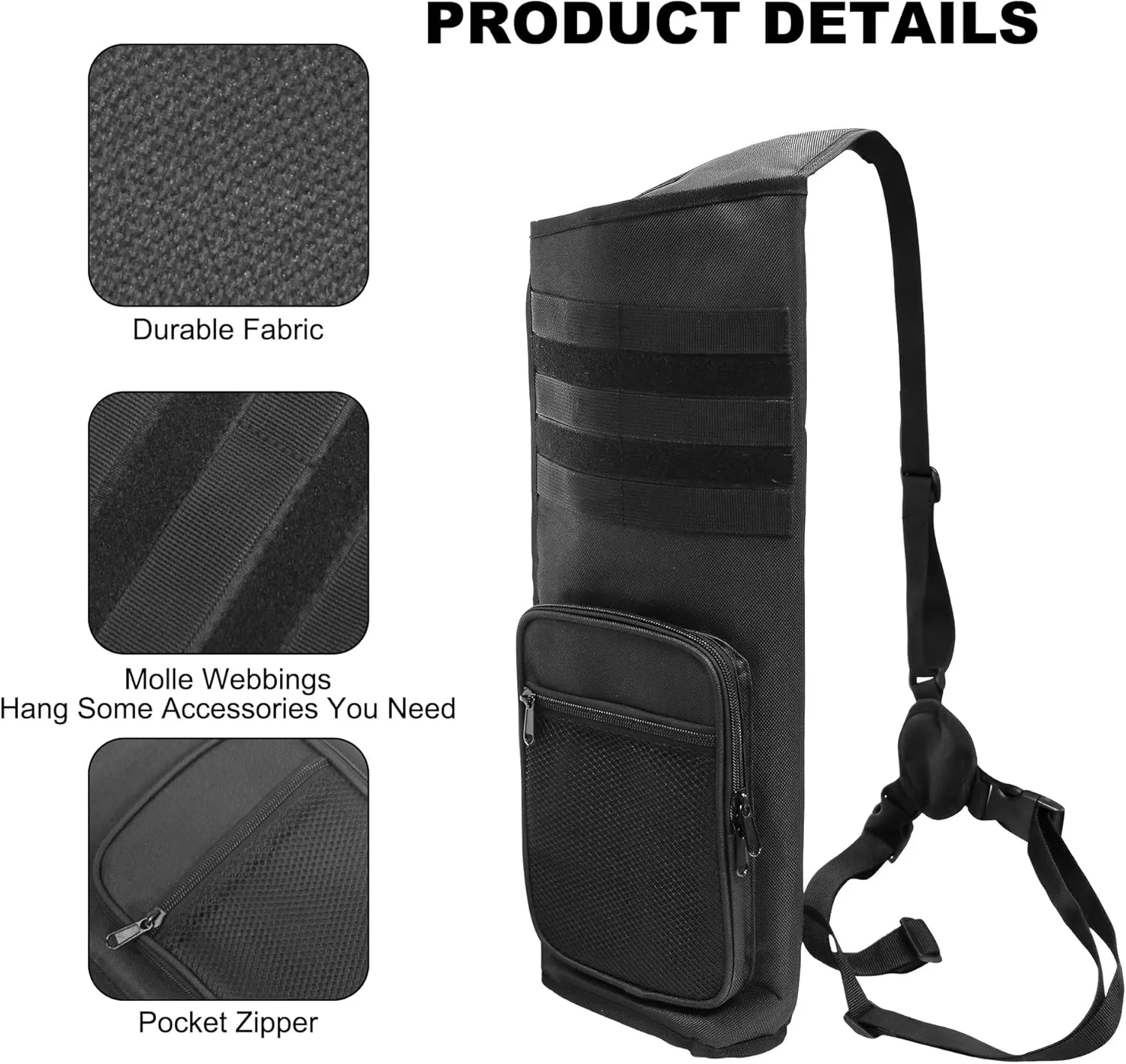 Archery Arrow Quiver, Adjustable Tactical Arrow Holder, Large Pocket Lightweight Shoulder Back Bag with Molle System for Hunting Shooting Target Practice