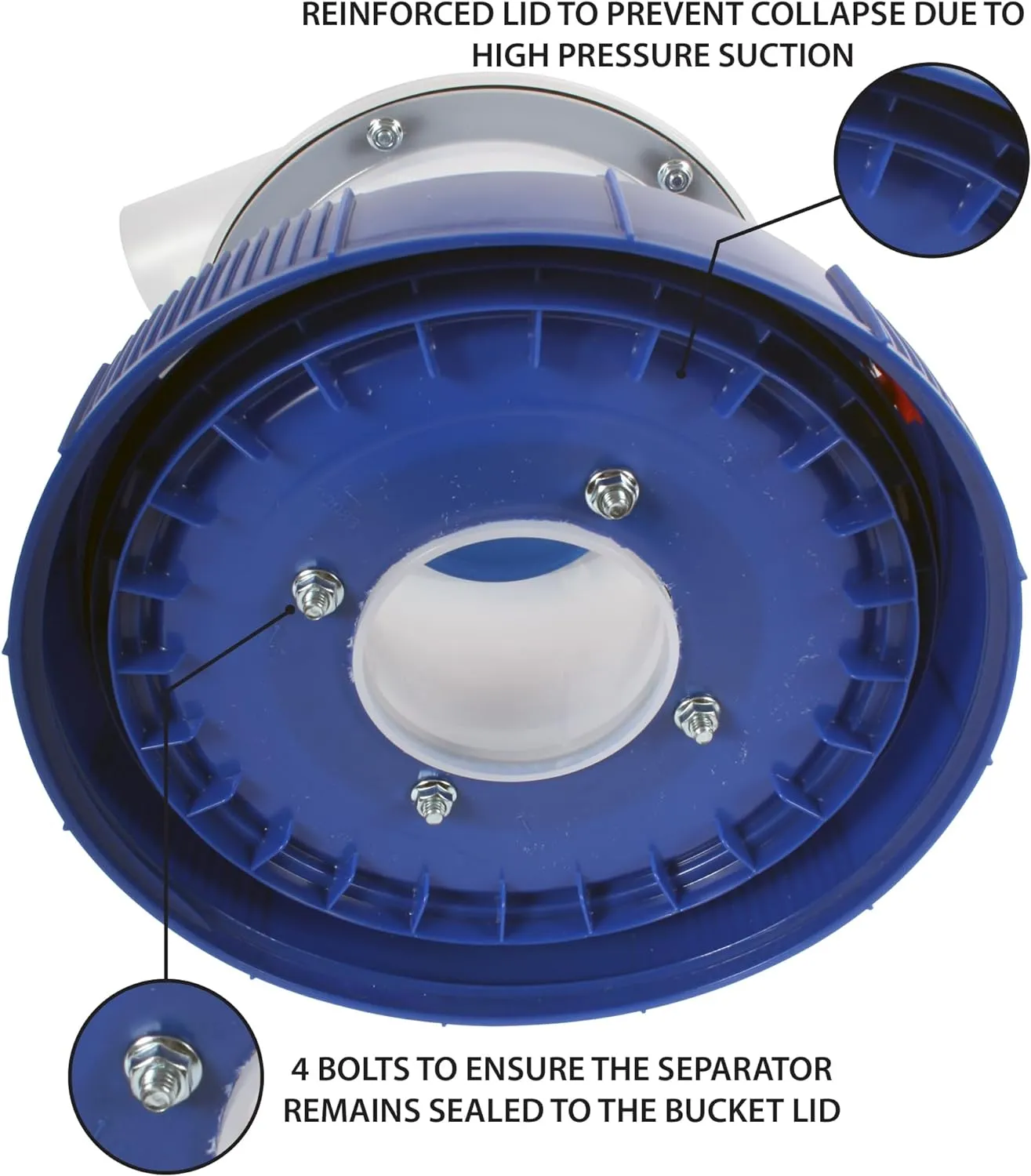 Assembled Quick Click Dust Separator with 5 Gallon Locking Collection Bin and Power Tool Adapter Set with 16 Ft. Hose